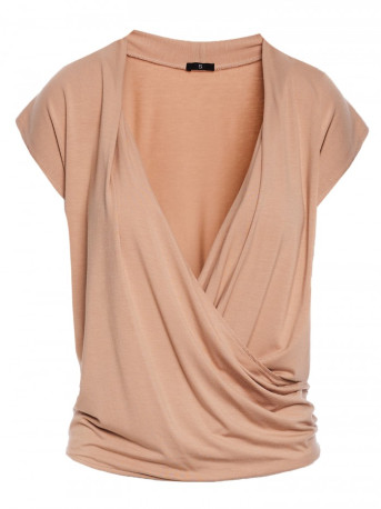 B288 Viscose wrap top with V-neck - cappuccino