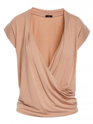 B288 Viscose wrap top with V-neck - cappuccino