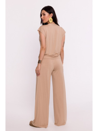 B288 Viscose wrap top with V-neck - cappuccino