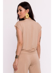 B288 Viscose wrap top with V-neck - cappuccino