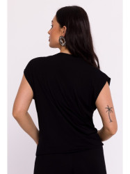 B288 Viscose wrap top with V-neck - black