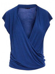 B288 Viscose wrap top with V-neck - blue