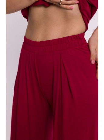 B289 Viscose trousers with elasticated waistband - maroon