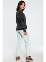 B094 Oversized top with a back V-neck - graphite