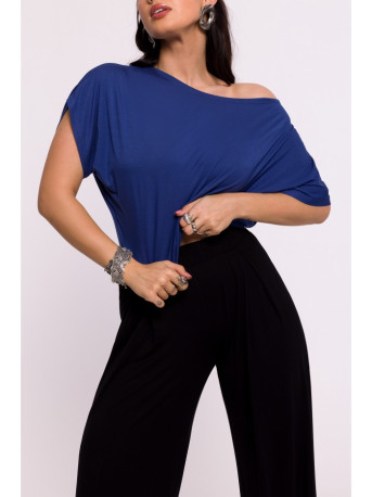 B289 Viscose trousers with elasticated waistband - black