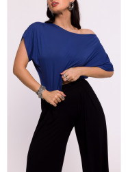 B289 Viscose trousers with elasticated waistband - black