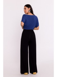 B289 Viscose trousers with elasticated waistband - black