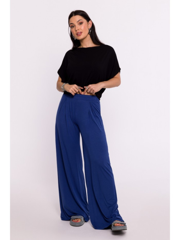 B289 Viscose trousers with elasticated waistband - blue