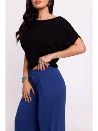 B289 Viscose trousers with elasticated waistband - blue