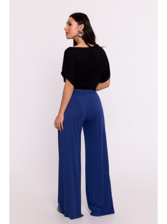 B289 Viscose trousers with elasticated waistband - blue