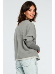 B094 Oversized top with a back V-neck - grey