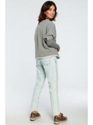 B094 Oversized top with a back V-neck - grey