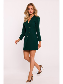 M793 Blazer dress with golden button - bottle green