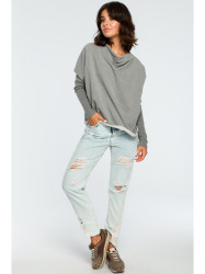 B094 Oversized top with a back V-neck - grey