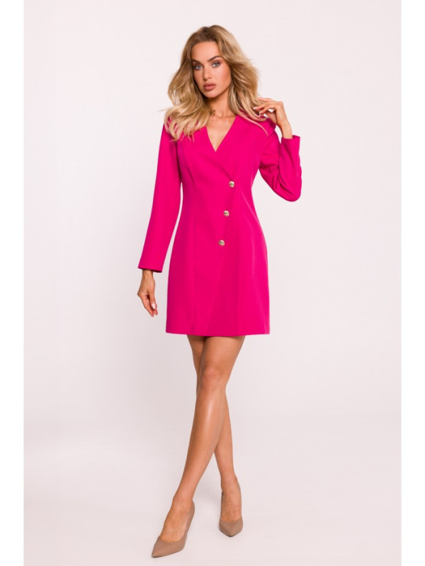 M793 Blazer dress with golden button - fuchsia