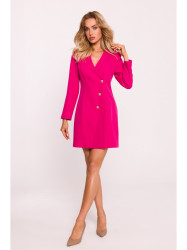 M793 Blazer dress with golden button - fuchsia