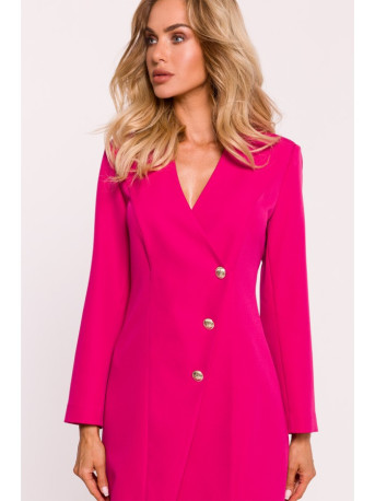 M793 Blazer dress with golden button - fuchsia
