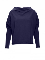 B094 Oversized top with a back V-neck - navy blue