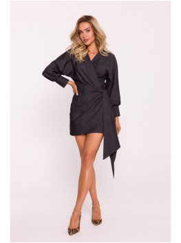 M802 Mini suknelė su kaklaraiščio detale - grafito spalvos