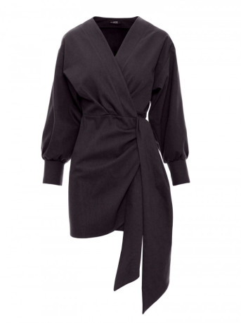 M802 Mini wrap dress with a tie detail - graphite