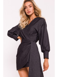 M802 Mini wrap dress with a tie detail - graphite