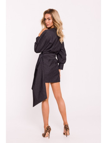 M802 Mini wrap dress with a tie detail - graphite