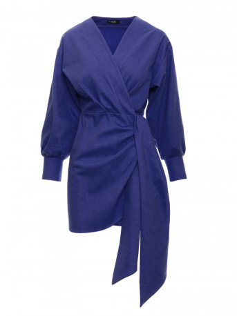 M802 Mini wrap dress with a tie detail - blue