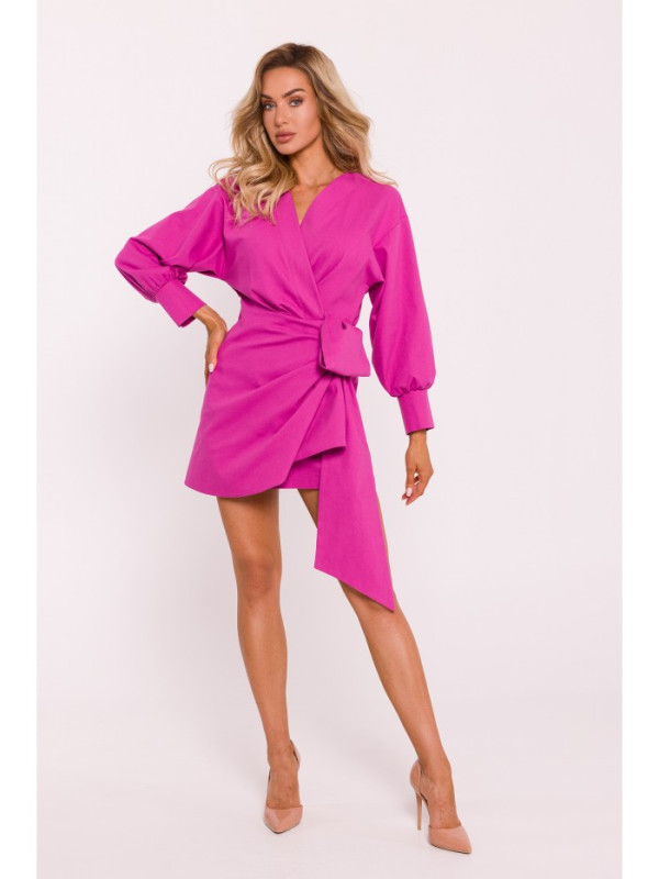 M802 Mini wrap dress with a tie detail - pink