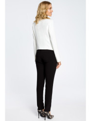 M031 Long sleeve collarless asymmetric open front jacket - ecru