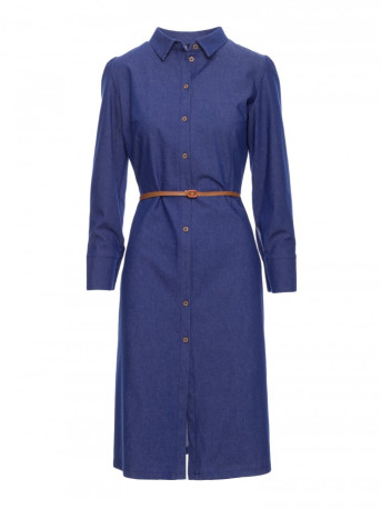 M804 Shirt dress with a belt - blue