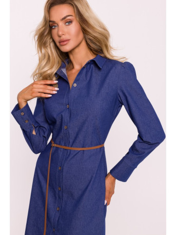 M804 Shirt dress with a belt - blue