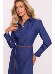 M804 Shirt dress with a belt - blue