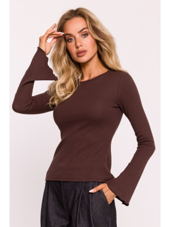 M806 Ribbed longsleeved top - brown