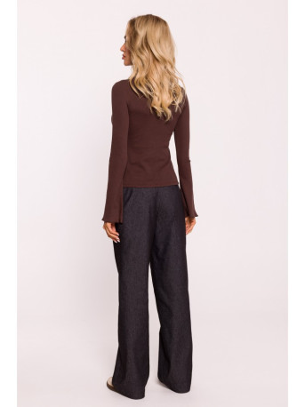 M806 Ribbed longsleeved top - brown