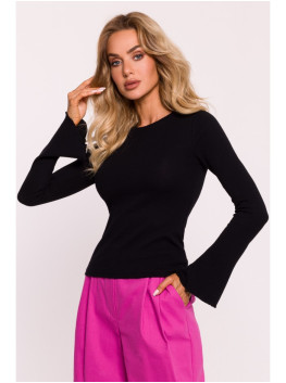 M806 Ribbed longsleeved top - black