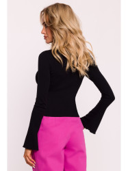 M806 Ribbed longsleeved top - black