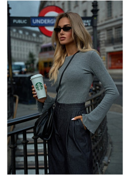 M806 Ribbed longsleeved top - grey melange