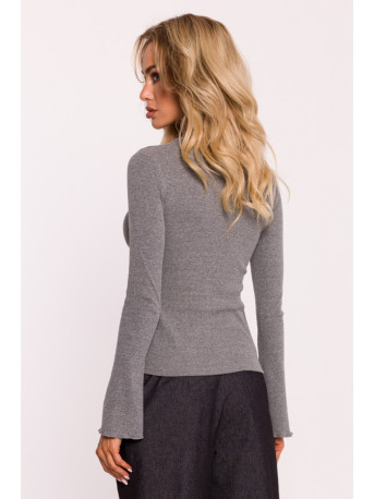 M806 Ribbed longsleeved top - grey melange