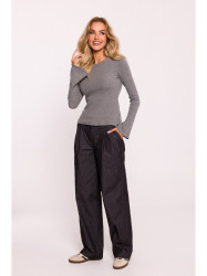 M806 Ribbed longsleeved top - grey melange