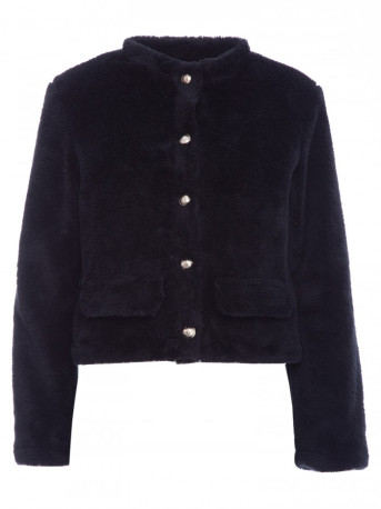 M807 Cropped teddy blazer - black