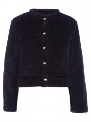 M807 Cropped teddy blazer - black