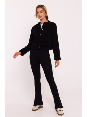 M807 Cropped teddy blazer - black