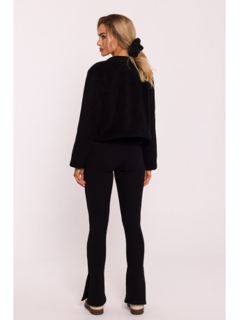 M807 Cropped teddy blazer - black