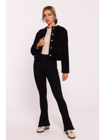 M807 Cropped teddy blazer - black