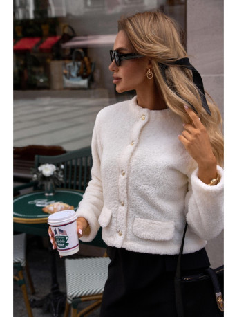 M807 Cropped teddy blazer - ecru