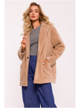 M808 Cropped teddy blazer - beige