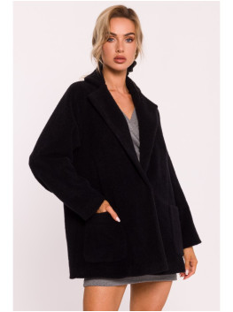 M808 Cropped teddy blazer - black