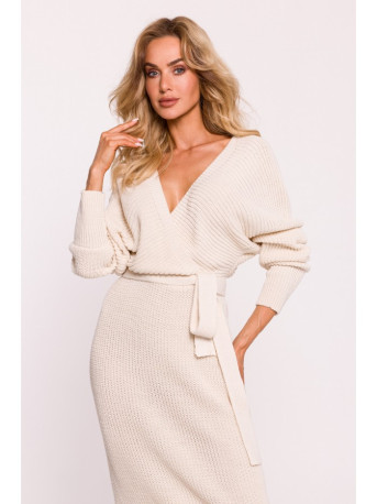 M810 Sweater dress with V-neck - ivory