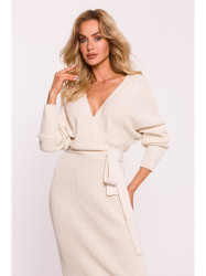 M810 Sweater dress with V-neck - ivory