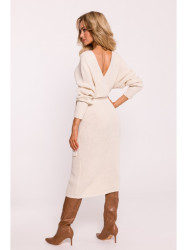 M810 Sweater dress with V-neck - ivory
